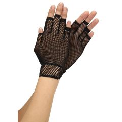 Baci Fingerless Fishnet Gloves  Black
