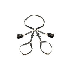 Strict Bondage Harness And Wrist Cuffs With Bows M/L Black