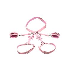 Strict Bondage Harness With Cuffs And Bows M/L Pink