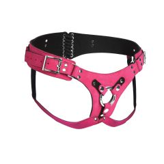 Strap U Bodice Deluxe Leather Adjustable Corset Strap On Harness Pink