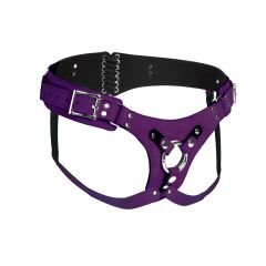 Strap U Bodice Deluxe Leather Adjustable Corset Strap On Harness Purple